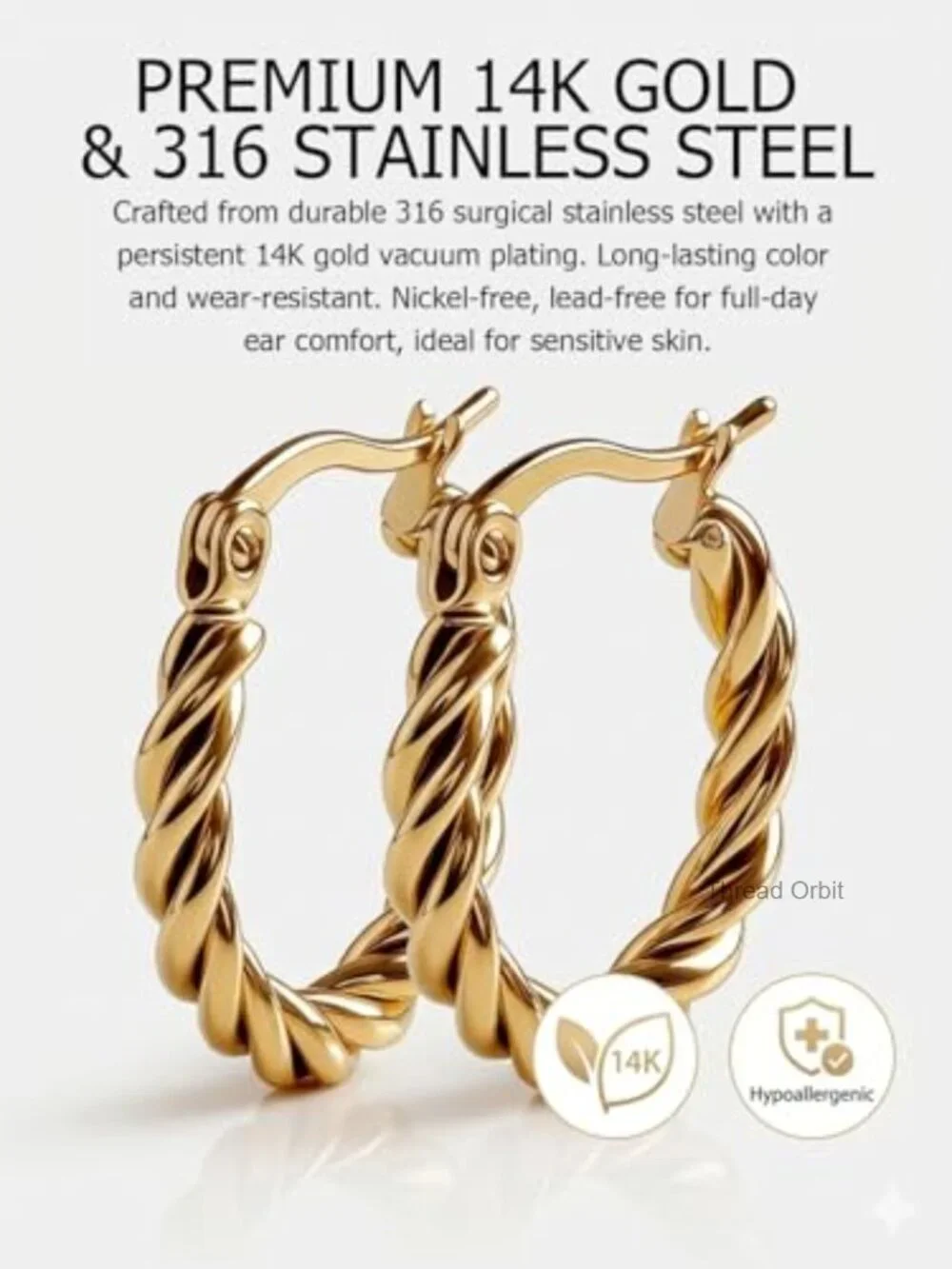 4 Pair Gold Hoop Earrings Set Huggie Twisted Gold Hoops Hypoallergenic